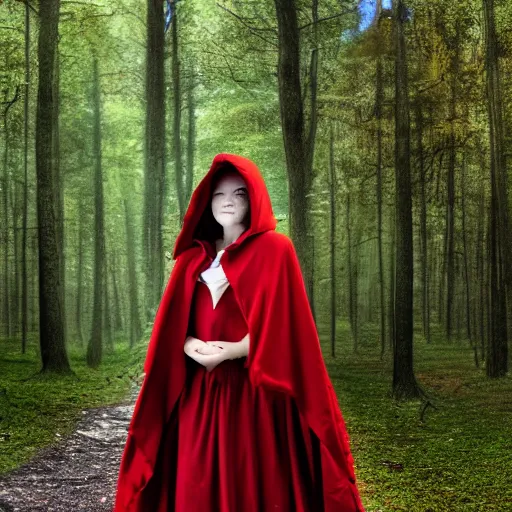 Prompt: full body photo red riding hood warrior, highly detailed, 4k, HDR, award-winning photo