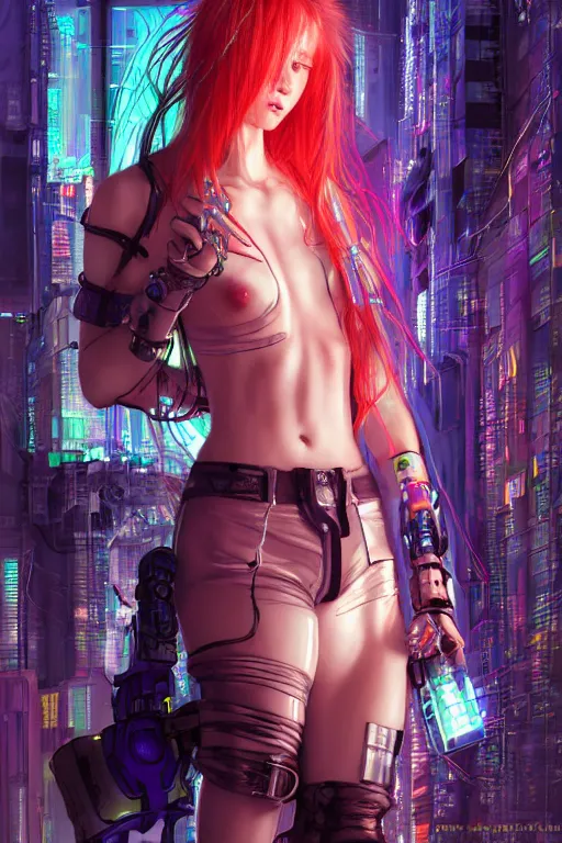 Image similar to portrait futuristic obnoxious cyberpunk young Berserker girl, in futuristic heavily raindrop tokyo rooftop cyberpunk night, ssci-fi, fantasy, intricate, very very beautiful, elegant, neon light, highly detailed, digital painting, concept art, human anatomy, soft light, hdri, smooth, sharp focus, illustration, art by WLOP and alphonse mucha and craig mullins and tian zi