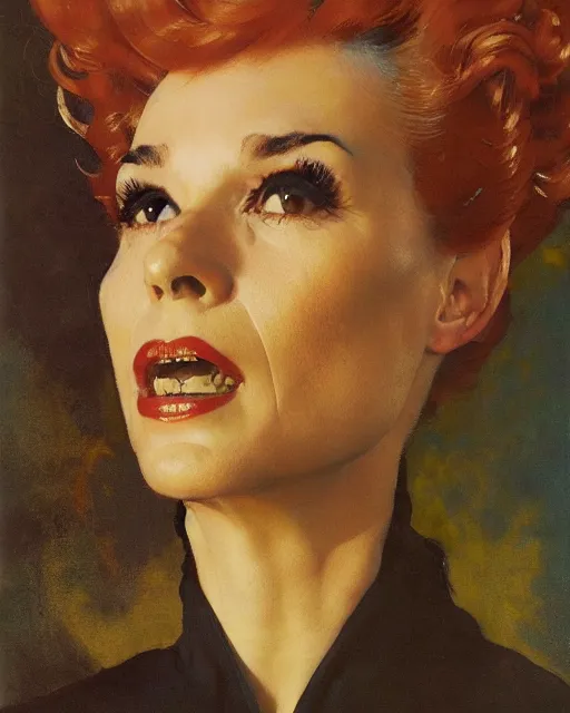 Image similar to head and upper body portrait of elegant striking mature space woman by norman rockwell, roberto ferri, daniel gerhartz, edd cartier, jack kirby, howard v brown, ruan jia, tom lovell, frank r paul, dean cornwell, astounding stories, amazing, fantasy, other worlds