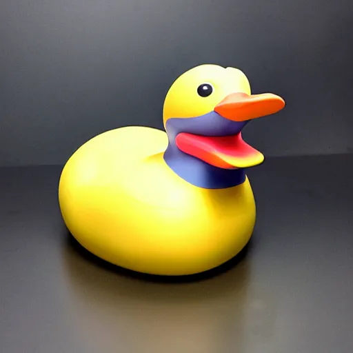 Image similar to a rubber duck that looks like kanye west