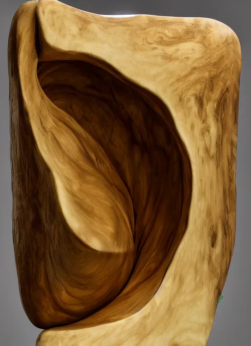 Image similar to sculpture of the endless transcendence of recursion, solid fluid fractals of celestial ivory, museum piece, museum display, back - lit, wooden cabinet