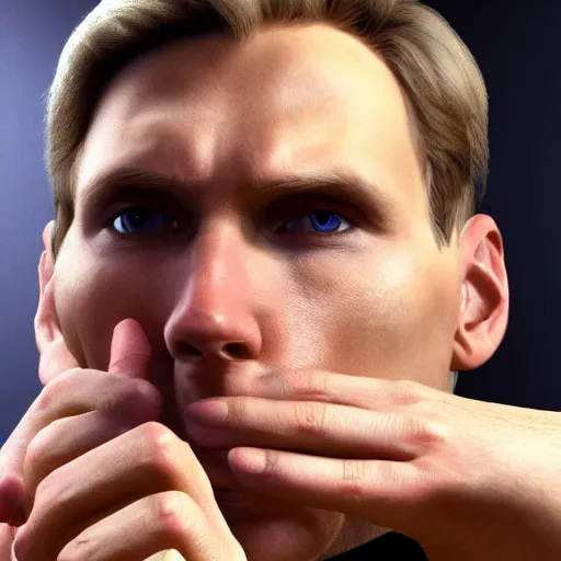 Prompt: Jerma thinking and pondering with his hand on his chin hunched over, Realistic, Hyperrealistic, Highly Detailed, Very Detailed, HD Quality, 8k Resolution, Digital Art, Oil Painting, Trending on Artstation, Real Life
