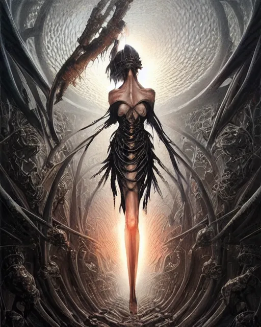 Image similar to The last enemy that shall be destroyed is death, full body image, artwork by artgerm, Luminism, Behance HD, D&D, extraordinary phenomenon, fantasy, intricately detailed, elegant, digital painting, smooth, cry engine, , sharp focus, art by Greg Rutkowski, art by Ruth Asawa, art by Tim Burton, art by Ted Nasmith, art by H.R. Giger