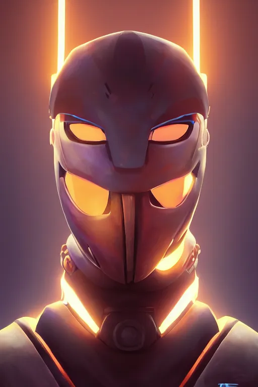 Image similar to epic mask helmet robot ninja portrait stylized as fornite style game design fanart by concept artist gervasio canda, behance hd by jesper ejsing, by rhads, makoto shinkai and lois van baarle, ilya kuvshinov, rossdraws global illumination radiating a glowing aura global illumination ray tracing hdr render in unreal engine 5