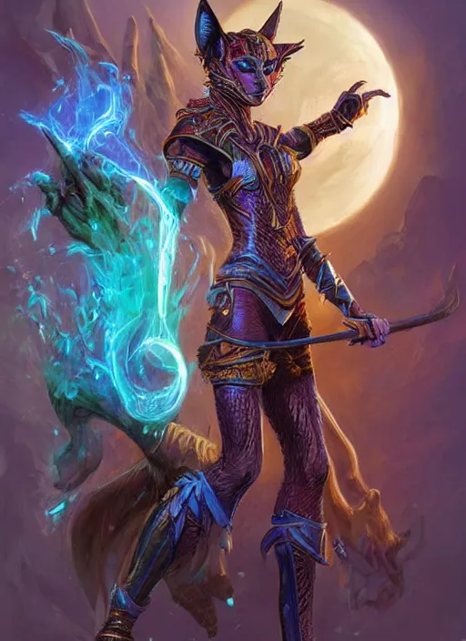 Image similar to bastet, ultra detailed fantasy, dndbeyond, bright, colourful, realistic, dnd character portrait, full body, pathfinder, pinterest, art by ralph horsley, dnd, rpg, lotr game design fanart by concept art, behance hd, artstation, deviantart, hdr render in unreal engine 5