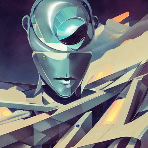 Prompt: scifi futurism automaton minimalism chrome by peter mohrbacher art Hajime Sorayama airbrush hyperrealism model abstract shatter fragments cubism futurism pastel blue soft flat minimal minimalism portrait face jackson pollock ukiyo-e lithograph mark ruthko swirl escape