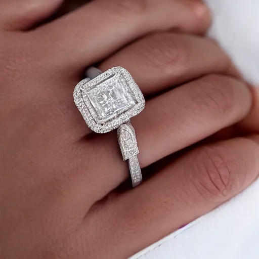 Image similar to wife wearing a ring with shimmering 7 6 0 carat square cut diamond