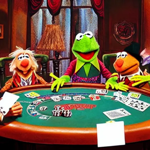 Image similar to the muppets playing poker