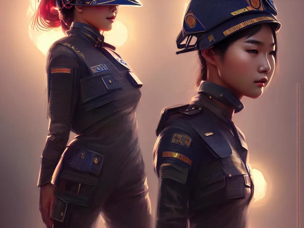 Prompt: portrait futuristic vietnam police uniform girl, at future neon light rooftop, ssci - fi and fantasy, intricate and very very beautiful and elegant, highly detailed, digital painting, artstation, concept art, smooth and sharp focus, illustration, art by tan zi and ayanamikodon and alphonse mucha and wlop