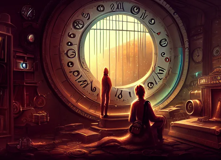 Image similar to time travel machine, time travel, illustration, high quality, details, intricate, atmosphere, highly detailed, cinematic, digital painting, deviantart, cinematic, concept art