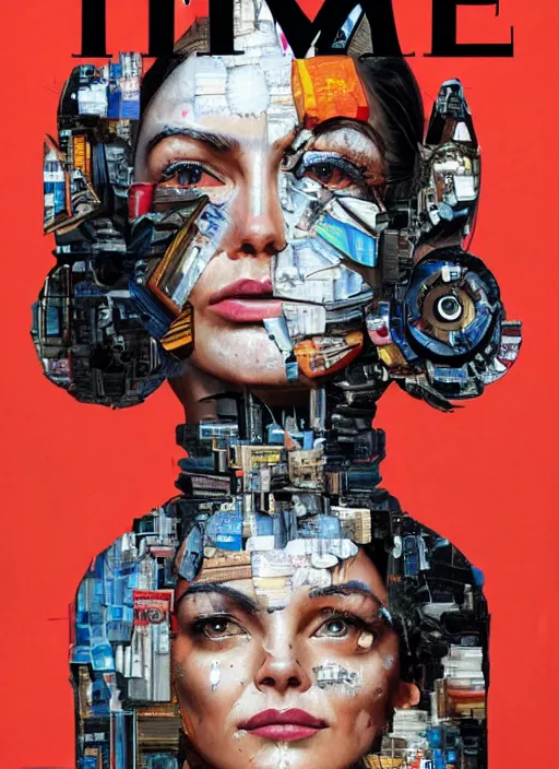 Prompt: TIME magazine cover, the coming AI singularity, by Sandra Chevrier, 4k