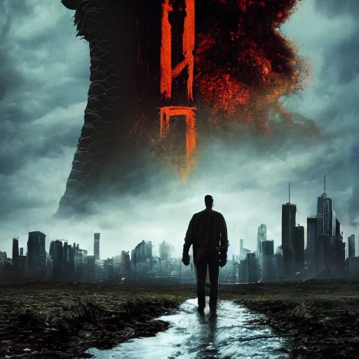 Image similar to dark tower, godzilla, overgrown, last day alive