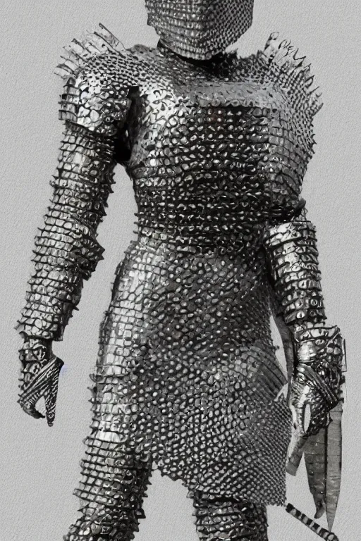 Image similar to female adventurer in tight full - body chainmail - style armor made out of several hundred sticky notes and a white porcelain crow mask, trending in artstation, japanese, artstation, establishing shot