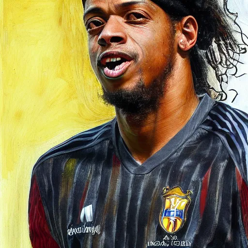 Image similar to high quality high detail painting by lucian freud, hd, ronaldinho