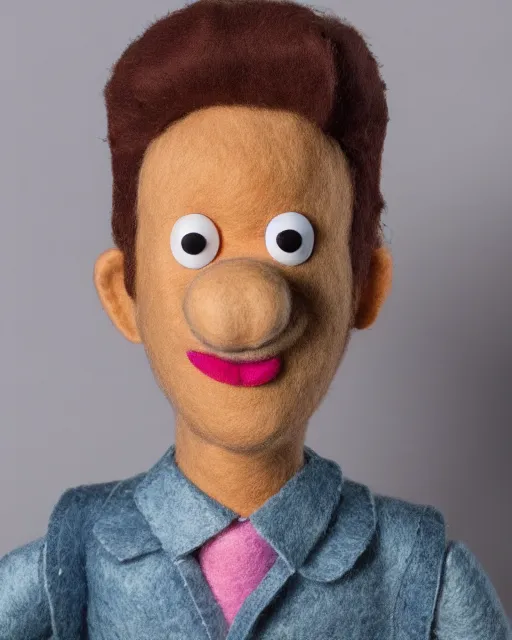 Image similar to adin ross as a muppet. highly detailed felt. hyper real photo. 4 k.