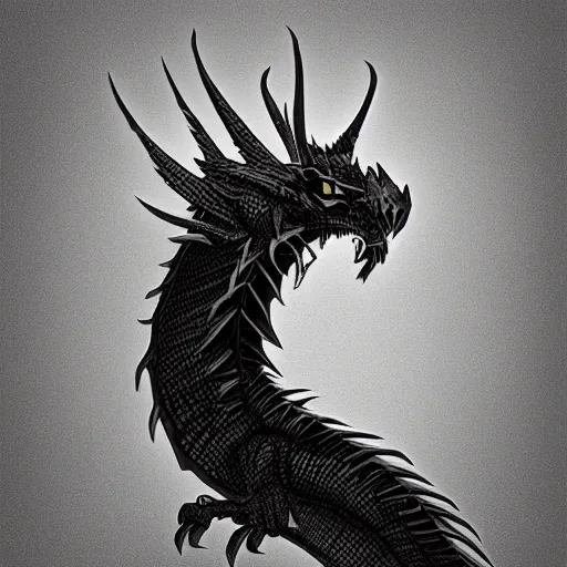 Image similar to A black evil dragon, digital art