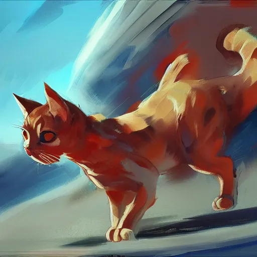 Prompt: cat walking on mars, trending on artstation, art by greg manchess, guangjian, detailed digital art, artstation hd