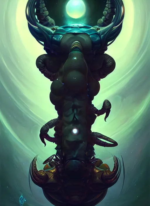 Image similar to symmetry!! scorpio scorpion!!!! highly detailed, high contrast, light reflection, trippy, nebula, trending on art station by artgem, by peter mohrbacher, by wlop, by ruan jia