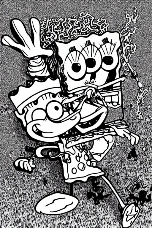 Image similar to SpongeBob in kentaro Miura style