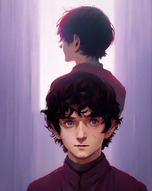 Prompt: poster Anime playing Frodo Frodo || cute-fine-face, pretty face, realistic shaded Perfect face, fine details. Anime. realistic shaded lighting by Ilya Kuvshinov katsuhiro otomo ghost-in-the-shell, magali villeneuve, artgerm, Jeremy Lipkin and Michael Garmash and Rob Rey Elijah Wood