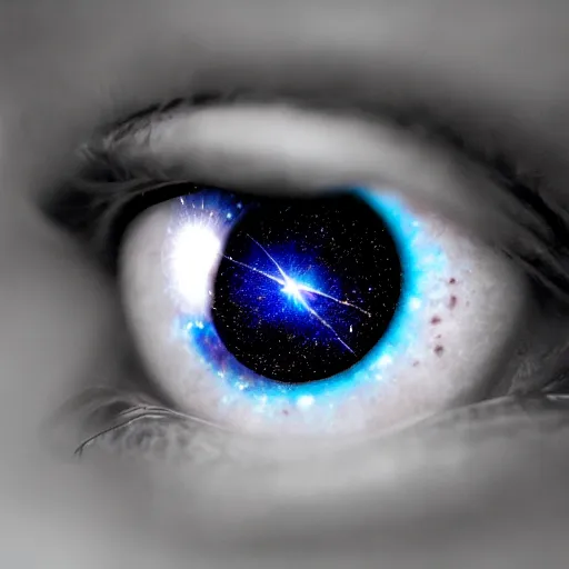 Prompt: an eye with a galaxy inside