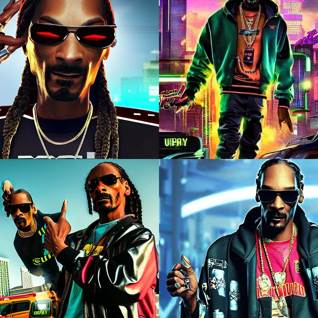 Prompt: Snoop Dogg in Cyberpunk 2077