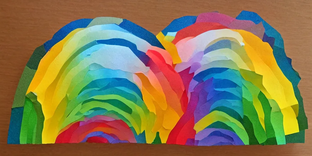 Image similar to rainbow landscape paper art