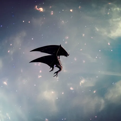 Image similar to a beautiful dragon flying in space taken from a dlsr camera