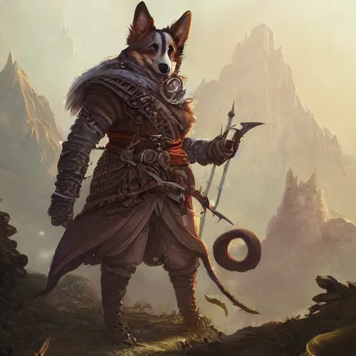 Prompt: d & d character art, corgi adventurer, fantasy, intricate, highly detailed digital illustration, artgerm, greg rutkowski, award - winning, trending on artstation, 8 k