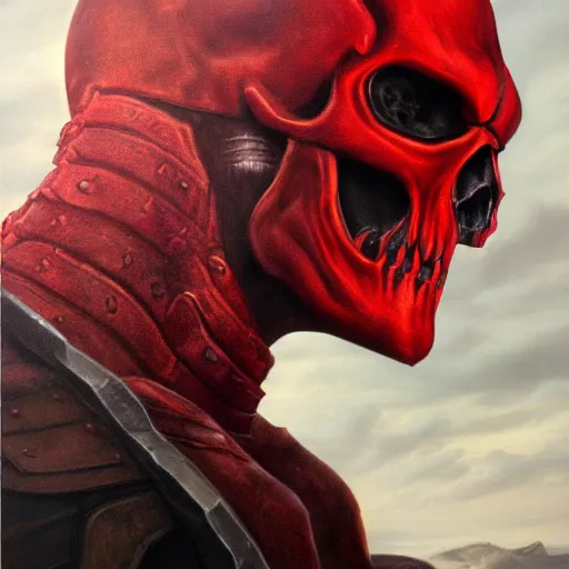 Image similar to Red Skull, elden ring boss, matte painting, detailed, elden ring, oil on canvas