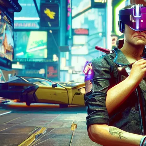 Image similar to “Johnny Knoxville in cyberpunk 2077”