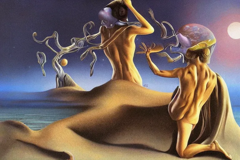 Prompt: a surrealist work by jim warren, moody, intricate, puzzling