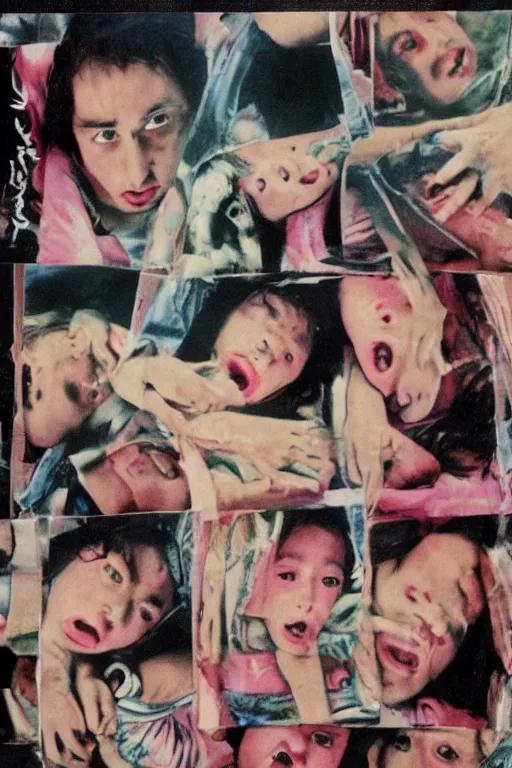 Image similar to harmony korine japanese vhs cover art, detailed facial expressions