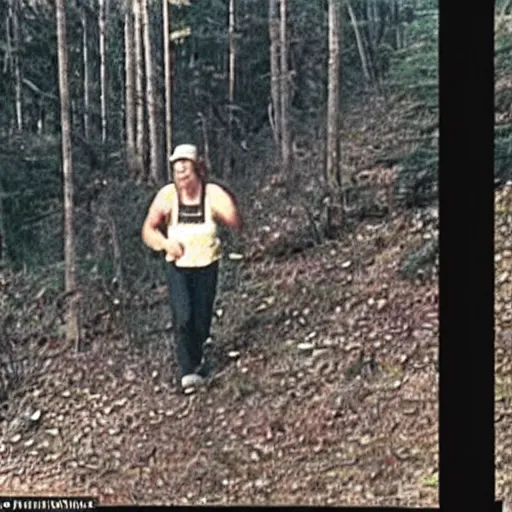 Image similar to A screen capture of found footage video left behind by missing hiker in 1986