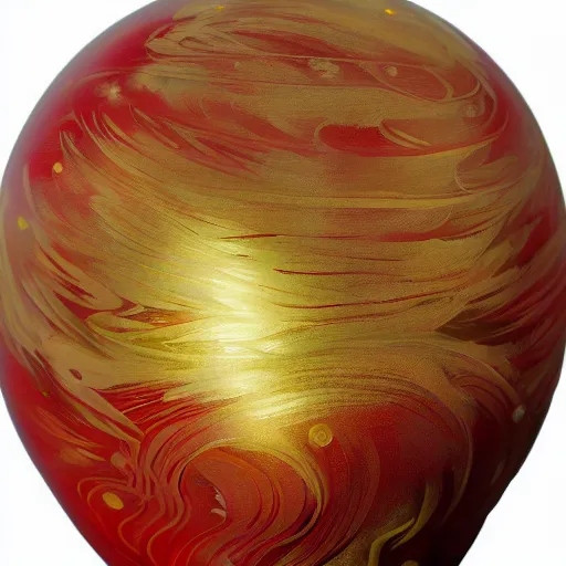 Prompt: a golden sphere handpainted, hyper detailed, red lighting from the side