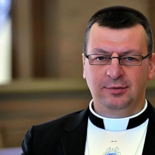 Image similar to aleksandar vucic as a priest