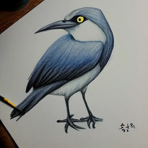 Prompt: A drawing of a bird painted by Ghibli in Madrid