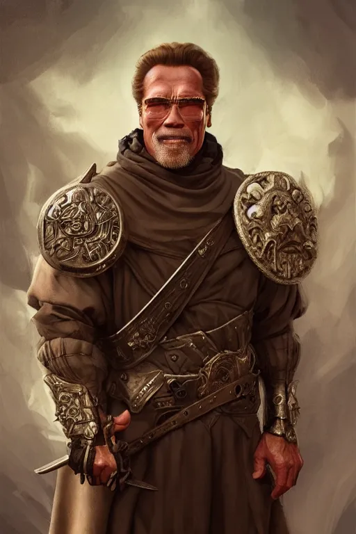 Image similar to old arnold schwarzenegger with beard as a member of the teutonic order, fantasy, intricate, artstation, full body, concept art, smooth, sharp focus by huang guangjian and gil elvgren and sachin teng, 8 k