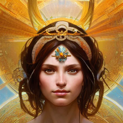 Image similar to perfectly-centered-Portrait of a Goddess, intricate, highly detailed, digital painting, artstation, concept art, smooth, sharp focus, illustration, Unreal Engine 5, 8K, art by artgerm and greg rutkowski and alphonse mucha