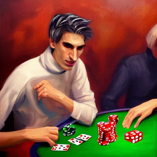 Image similar to xQc gambling , oil painting