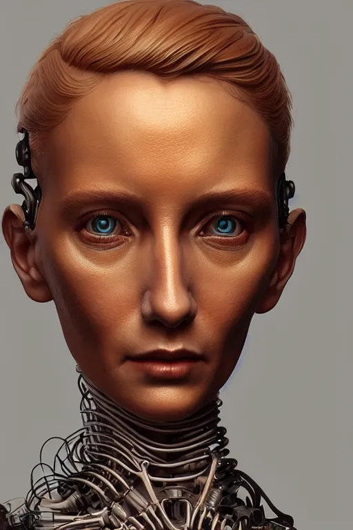 Image similar to portrait of a female robot mother, intricate, dystopian, toy, sci - fi, extremely detailed, digital painting, sculpted in zbrush, artstation c