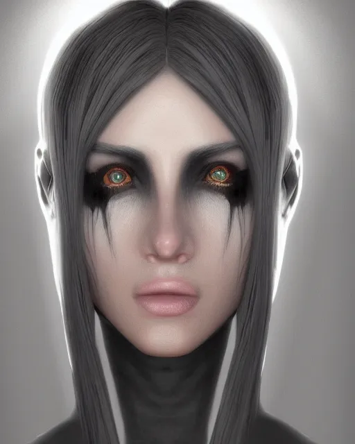 Image similar to headshot portrait of nightmare queen inspired by catholic occultism, detailed, textured, realistic, unreal engine, cgsociety, cinematic lighting, concept art