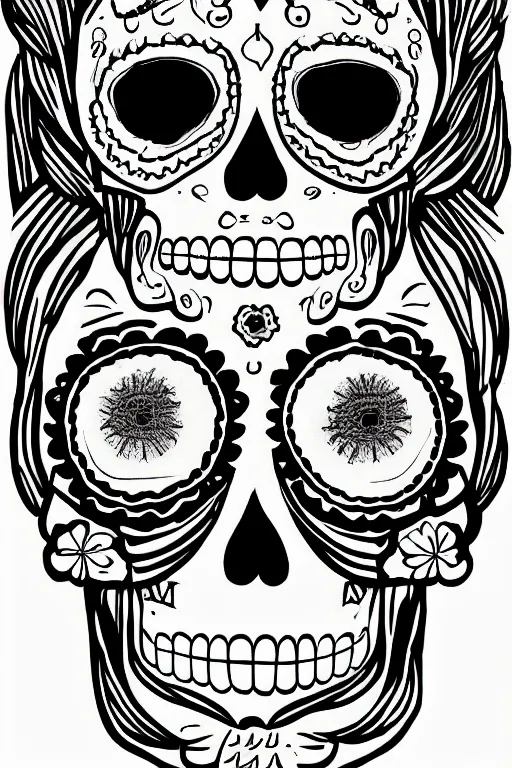 Image similar to Illustration of a sugar skull day of the dead girl, art by tadao ando