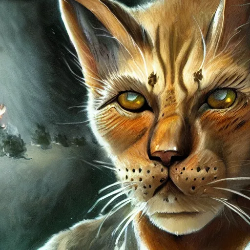 Image similar to epic portrait of a battle Khajit