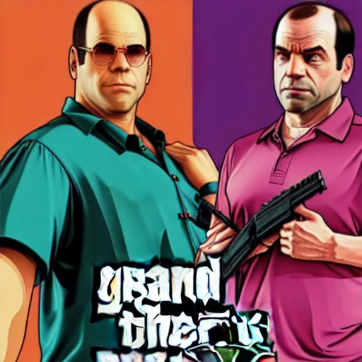 Prompt: gta v, grand theft auto 5 by stephen bliss of george costanza