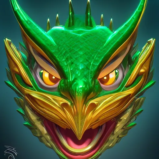 Prompt: Portrait of the emerald Dragon Ouroboros in the style of Disney, toon aesthetic, stylized character, 3d render, Trending on artstation , HD quality, dramatic light, octane