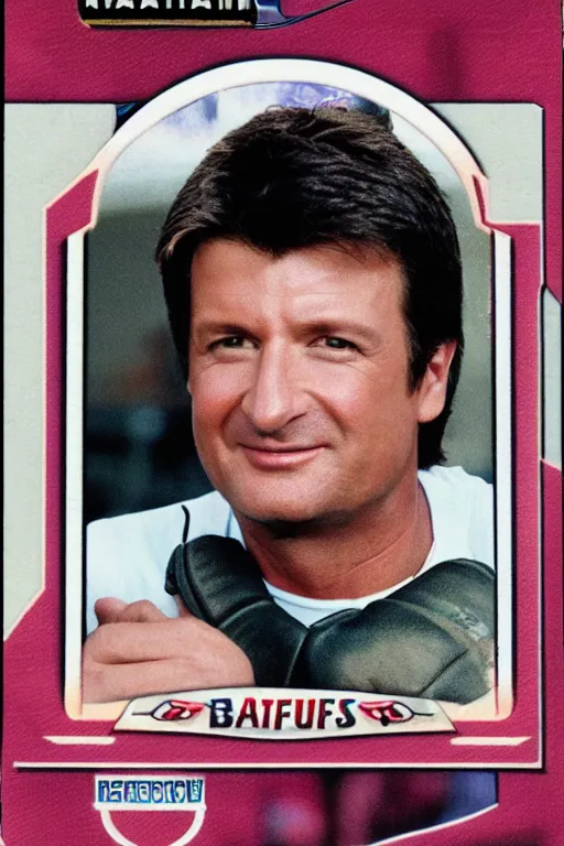 Prompt: baseball card of nathan fillion, full - view, futuristic, nft