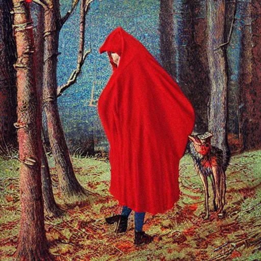 Image similar to Little Red Riding Hood and Wolf by Ivan Marchuk