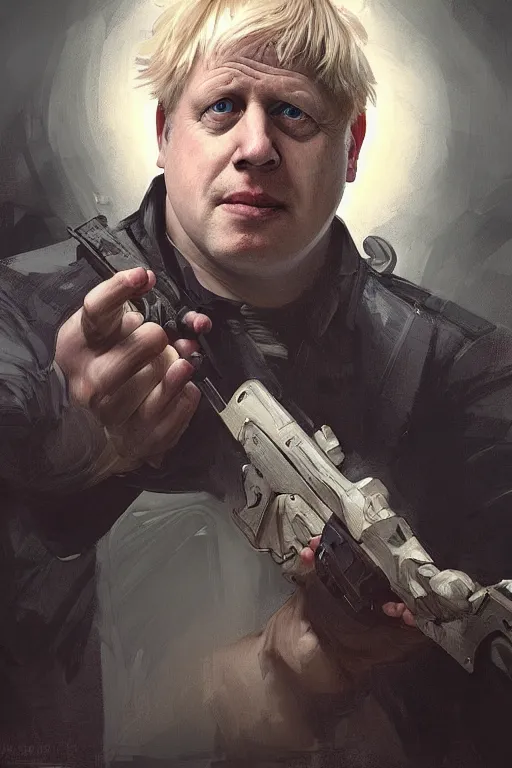 Prompt: Boris Johnson as a Punisher highly detailed character in digital fantasy, painted portrait, artstation, concept art, hard focus, illustrations, works by Artgerm and Greg Rutkowski, Alphonse Mucha and Craig Mullins, James Gene, Andrey Ryabovichev, Mark Simonetti and Peter Morbacher, 16 thousand