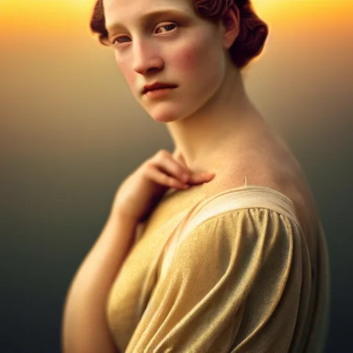 Image similar to photographic portrait of a stunningly beautiful renaissance art nouveau art deco female in soft dreamy light at sunset, contemporary fashion shoot, by edward robert hughes, annie leibovitz and steve mccurry, david lazar, jimmy nelsson, breathtaking, 8 k resolution, extremely detailed, beautiful, establishing shot, artistic, hyperrealistic, beautiful face, octane render